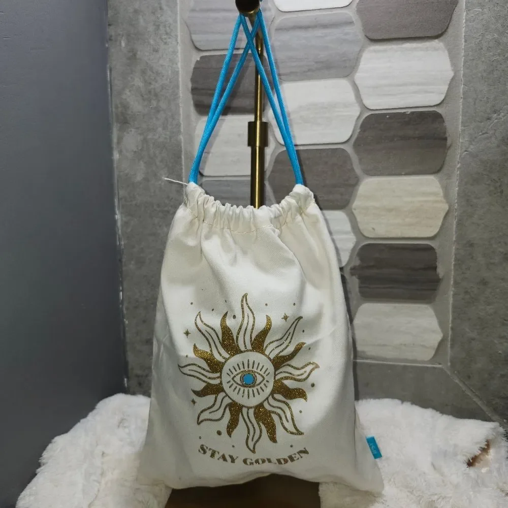 3/$25 - 2 - Ipsy Floral and Gold Cosmetic Draw String Bags